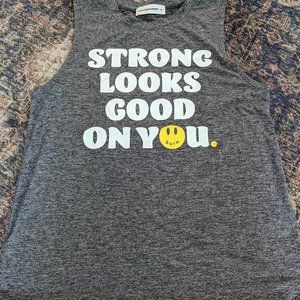 Burn Boot Camp Heather Charcoal Graphic Tank | Size Medium